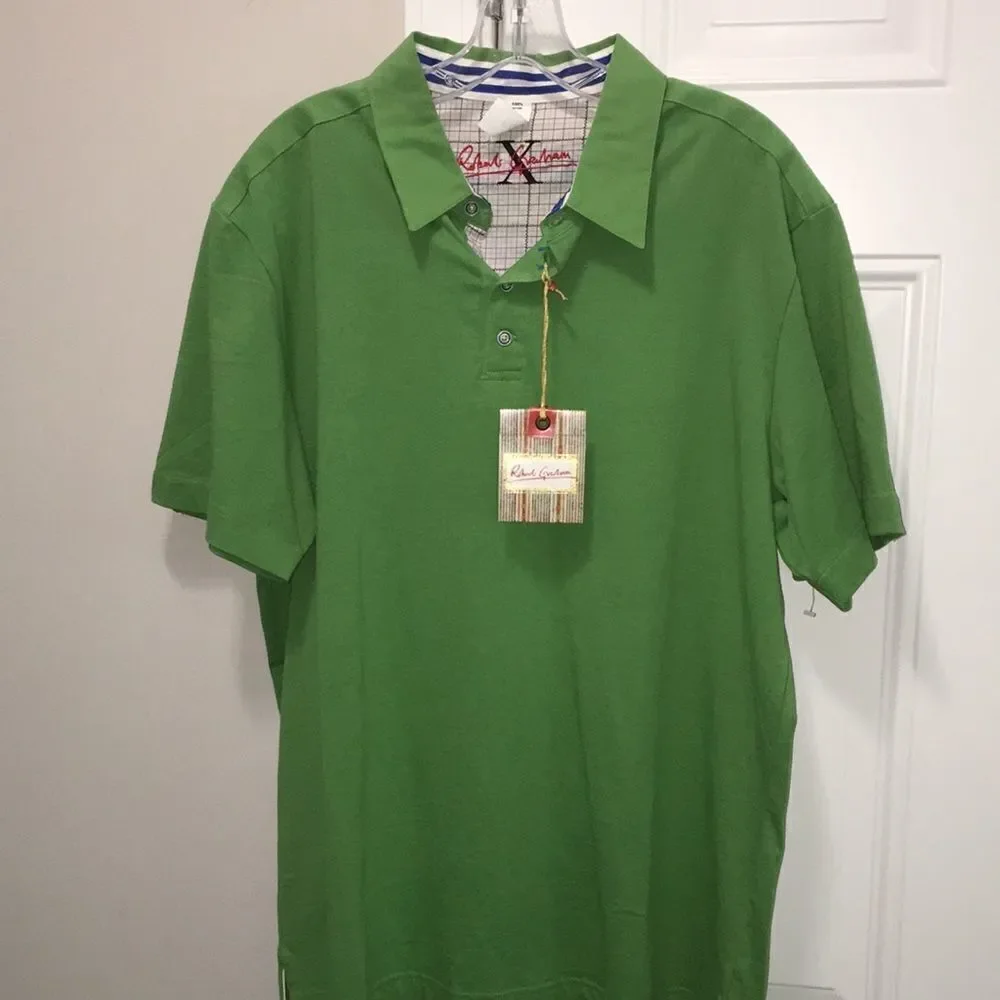 Robert Graham “X” Green Golf Polo Tennis Shirt L